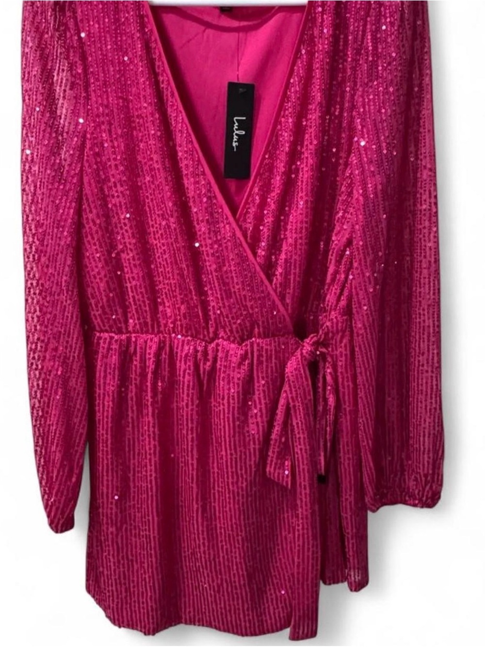 Lulu's Hot Pink Sequin Romper Dress for Women